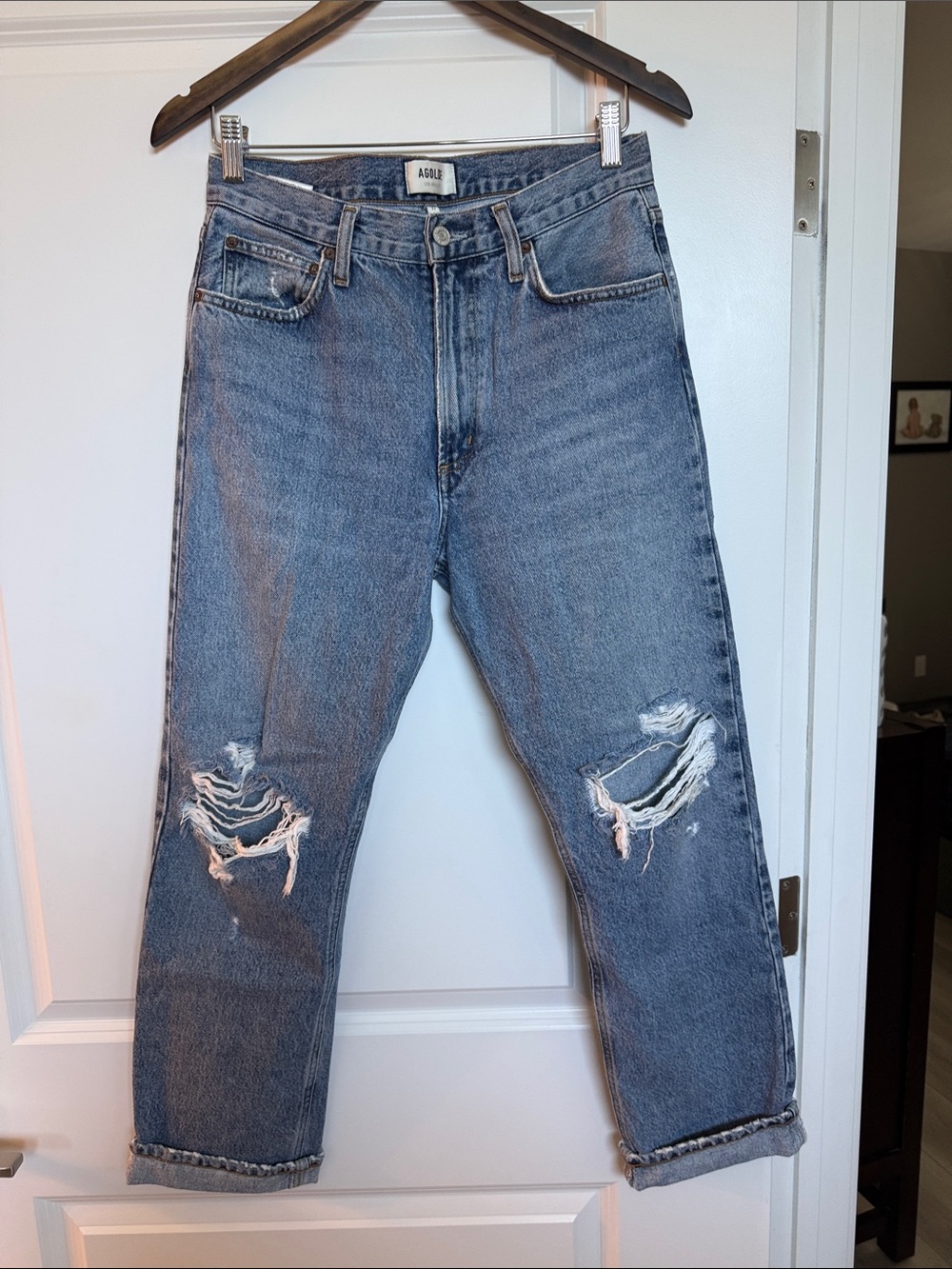 AGOLE MIA Distressed Womens Blue Denim Jeans